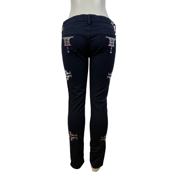 Isabel Marant Women’s Black Cotton-Elastane Embroidered Skinny Jeans Size 3 - Picture 4 of 10